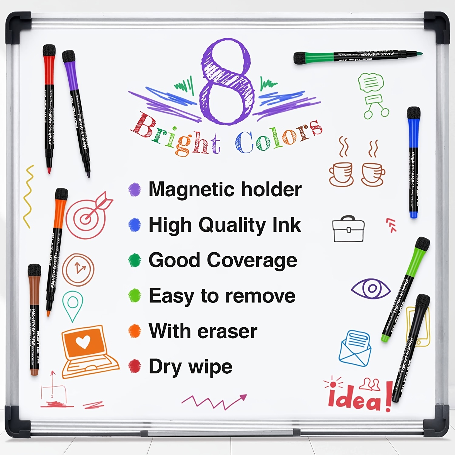 Fine Tip Dry Erase Markers, Magnetic Dry Erase Markers With Eraser, Skinny  Low Odor White Board Marker Pens Bullet Tip Fine Point Thin Dry Erase  Markers For Office Supplies - Temu Germany