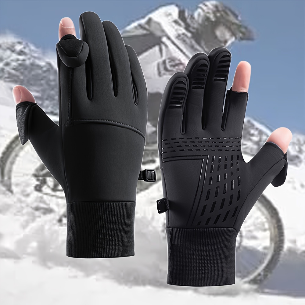 Winter Gloves Warm Running Hiking Fishing Windproof Slip Open Two Fingers Writing  Gloves Finger Screen Warm Gift Womens Ski Suit - AliExpress