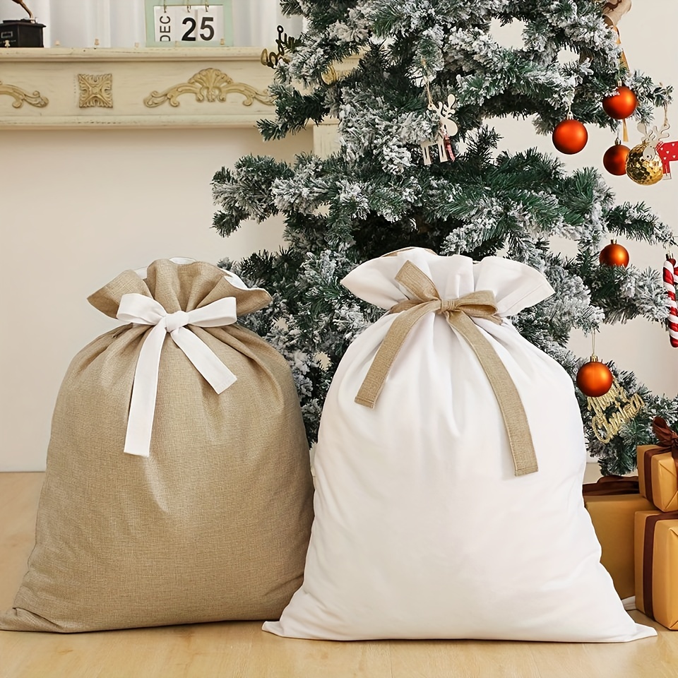 Large Christmas Bag Santa Claus Bag Canvas Bag Drawstring - Temu