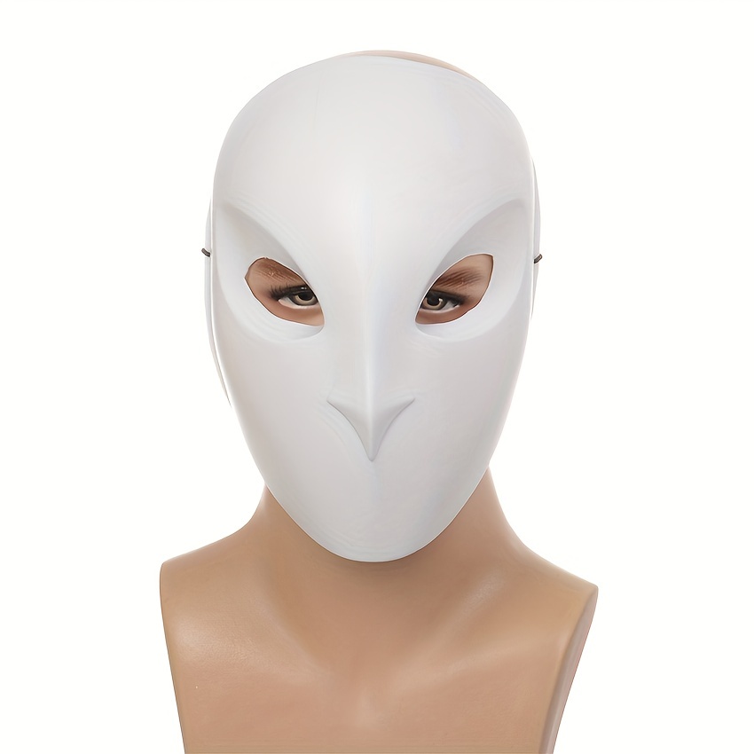 Horror Creepy Pure White Mask, Classic Full Face Mask Dress Up Accessories, Halloween Cosplay Costume Props, Bar Club Rave Party Decors Photography