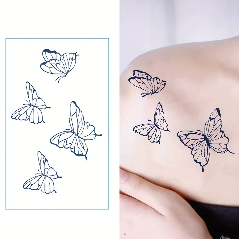 Butterfly Tattoo Sticker Small Fresh Tattoo Sticker Blue - Temu
