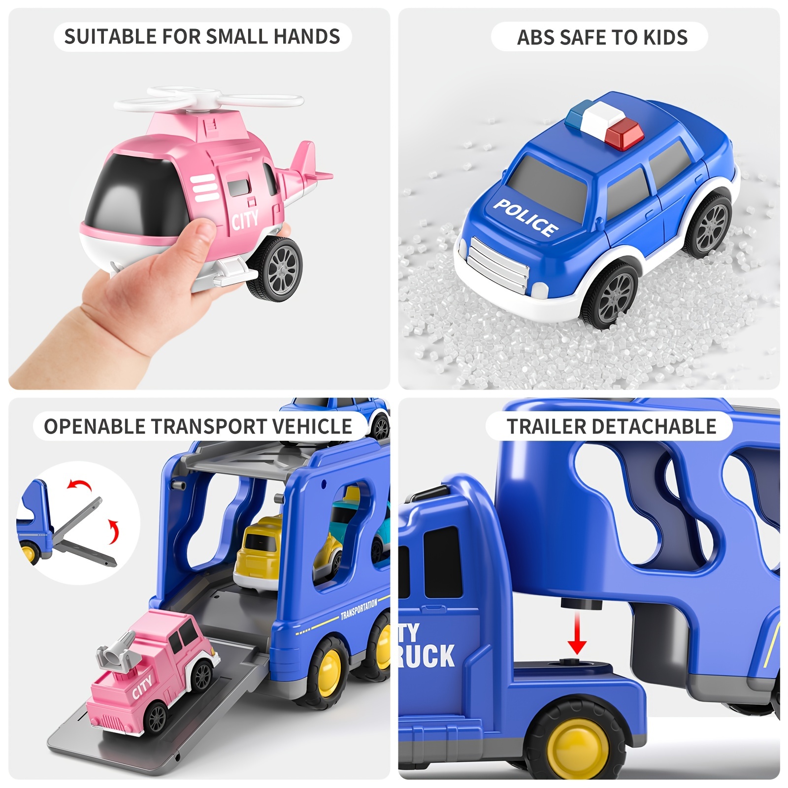 Toys for 1 2 3 4 5 6 Year Old Boys, Kids Toys Car for Girls Boys Toddlers 5  in 1 Friction Power Toys Vehicle Carrier Truck for Age 3-9 Boys Toys