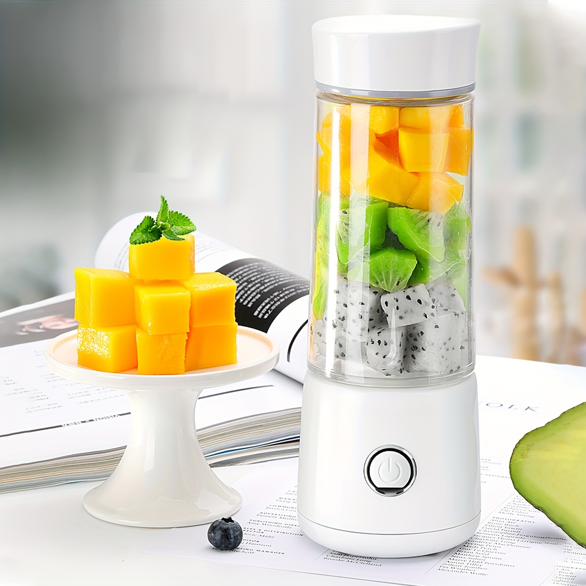  Portable Blender for Shakes and Smoothies,500ml Electric  Juicer, 4000mAh Smoothie Blender with BPA-Free Material, USB Rechargeable  Fresh Juice Blender for Travel, Gym, Outdoors, and Home, White: Home &  Kitchen