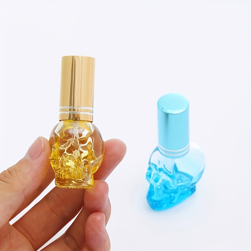 1pc 8ML Unique Skull-Shaped Refillable Glass Perfume Spray Bottles