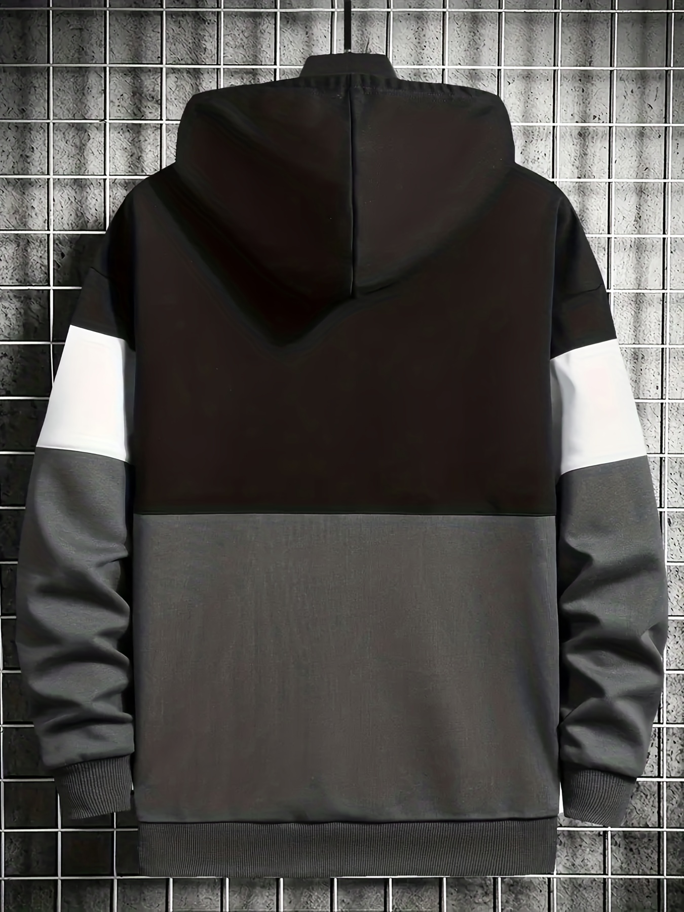 Plus Size Men s Contrast Color Hooded Sweatshirt Fashion Temu