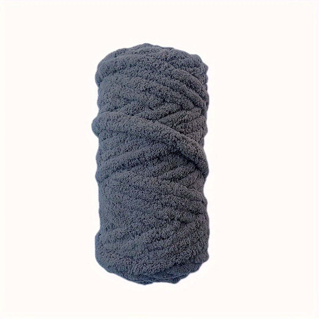 Chunky Knit Chenille Yarn for Hand Knitting Blankets, Super Soft Big Jumbo  Blanket Yarn (Dark Grey)