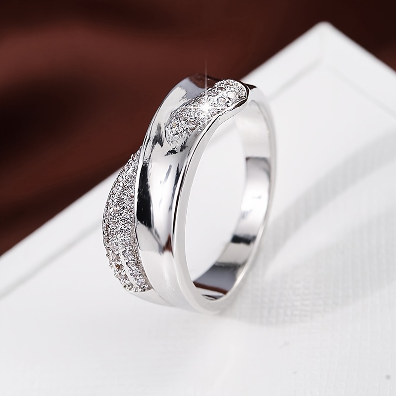 18K Plated Creative Cross Zirconia Ring For Women