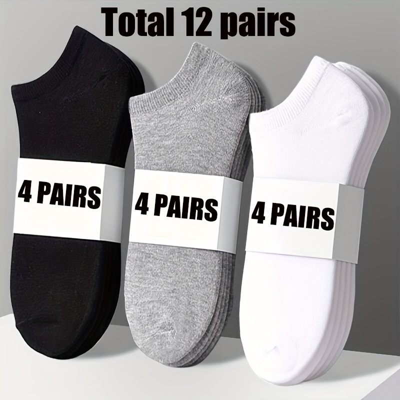 

5/10/12 Pairs Of Men's Simple Solid Liner Anklets Socks, Comfy Breathable Soft Sweat Absorbent Socks For Men's Outdoor Wearing