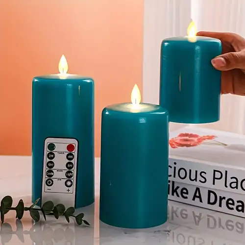 3 blaue flackernde flammenlose Kerzen mit Lichterketten, batteriebetriebene  Kerzen, eingebettete Lichterketten, LED-Kerzen, unzerbrechliche Kerzen mit  Fernbedienung und Timer - Temu Austria