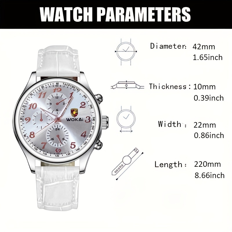 WGOUP Men Leather Band Analog Quartz Round Wrist Watch Watches