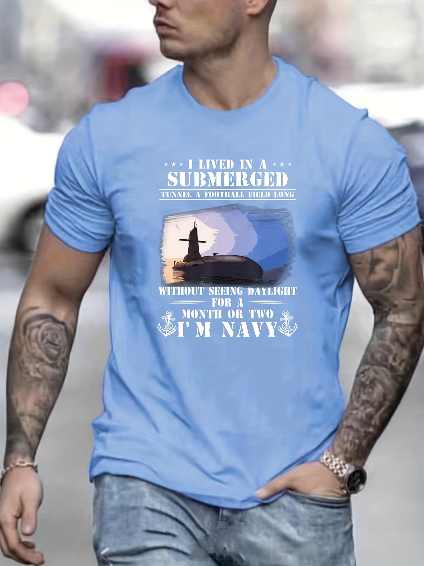 Tees For Men, 'I'm Navy' Print T Shirt, Casual Short Sleeve Tshirt For  Summer Spring Fall, Tops As Gifts, For Veterans Day