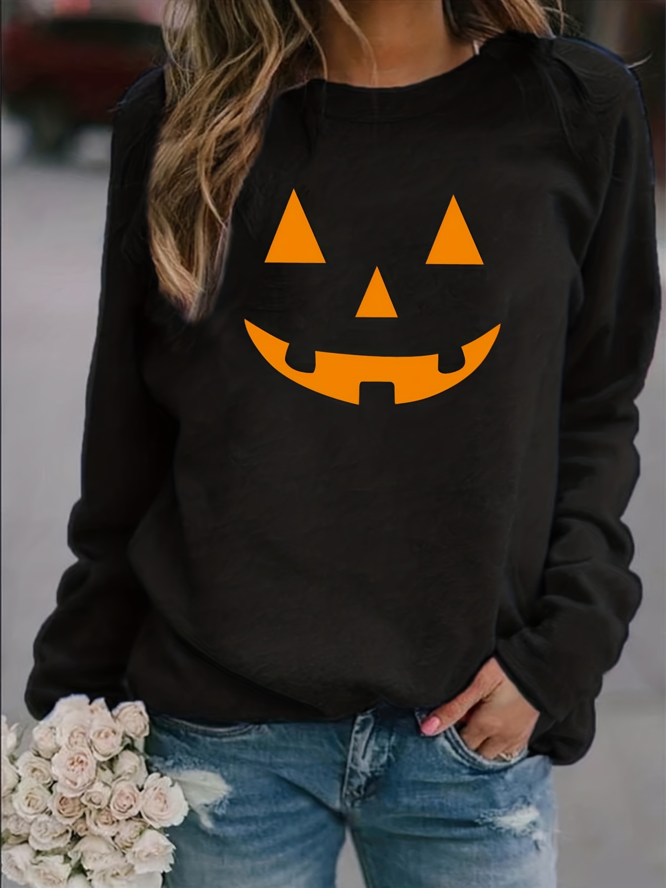 T-shirt Halloween Femme - Fantôme & Citrouille - Taille S - Vert