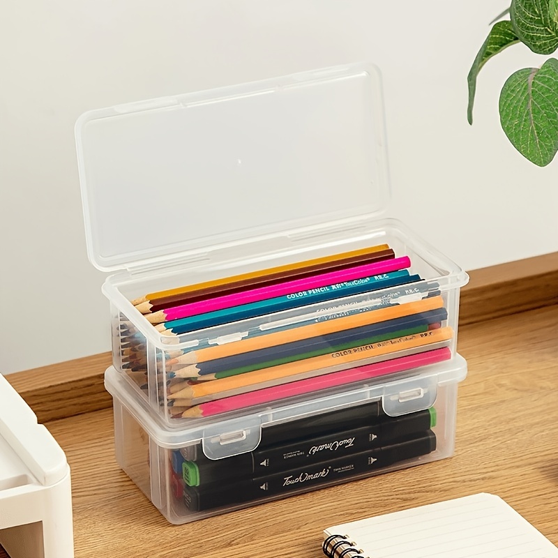 4 Colors Optional Cute Pencil Holder Plastic Storage Box - Temu