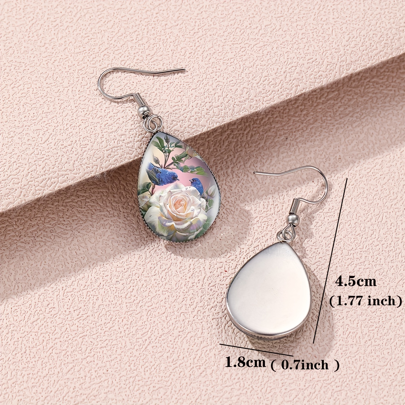 Elegant Sunflower & Hummingbird Teardrop Earrings