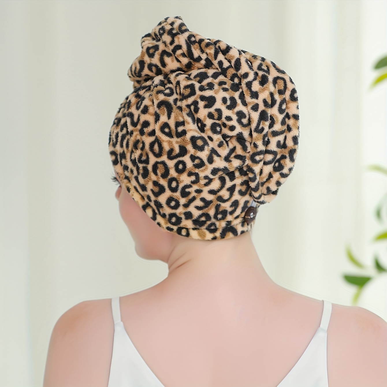 Leopard Printed Hair Drying Coral Fleece Hair Towel Temu