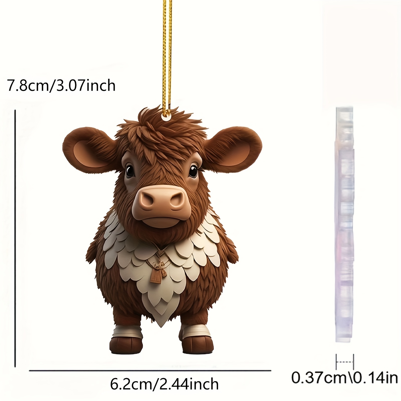 Wood Highland Cow Keychain