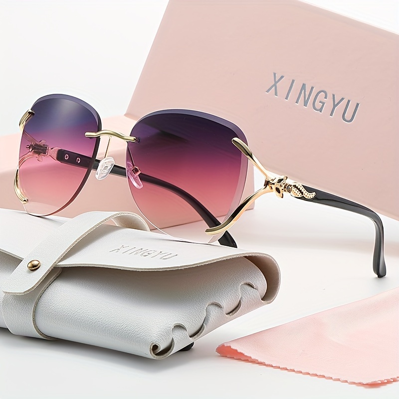 

Fox Fashion Fashion Glasses For Women Casual Ombre Gradient Rimless Sun Shades For Vacation Beach Party Best Gifts For Mother's Day