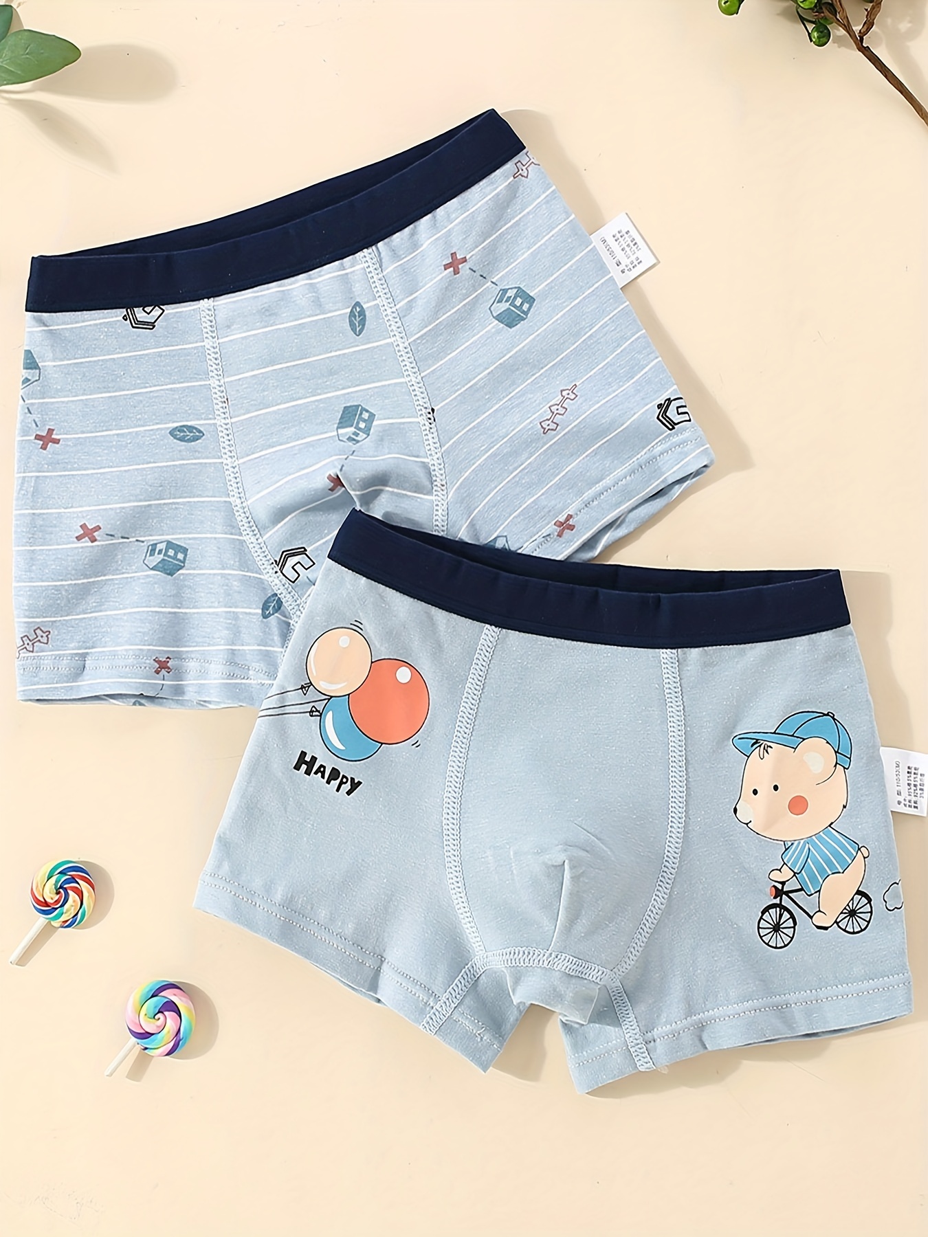 Boy's Cotton Boxer Briefs Cartoon Bear Pattern Boy Shorts - Temu
