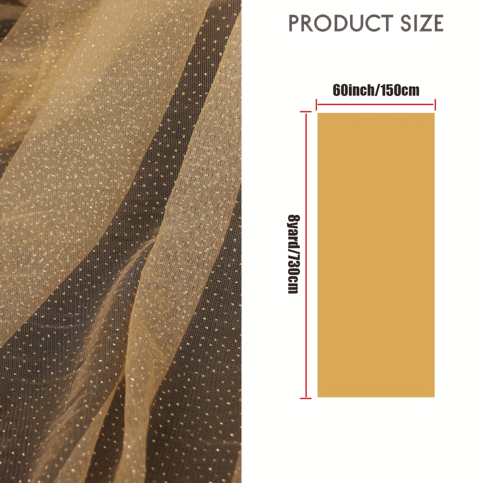 54 W * Standard Gold on Gold Glitter Sparkle Stretch Tulle Fabric * Price  per Yard * 2-Way Stretch