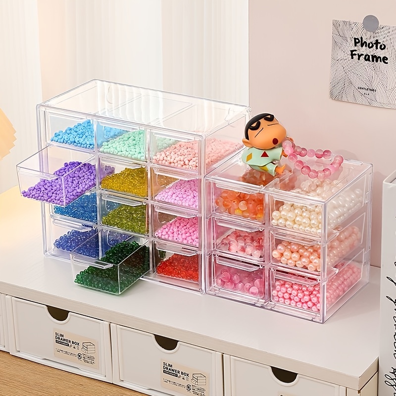 Mini Drawer Organizer Transparent Jewelry Storage Box Holder Beads