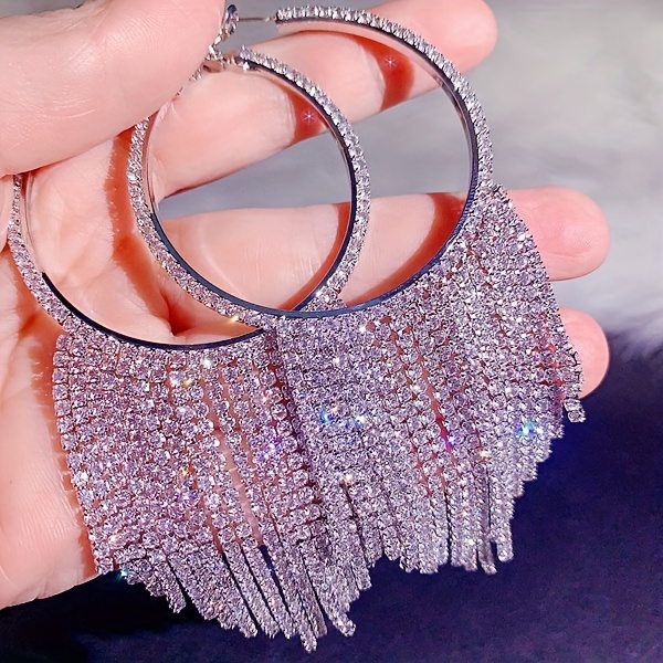 10 pairs lot shiny zircon decor dangle earrings simple luxury style zinc alloy jewelry gift for friends details 2