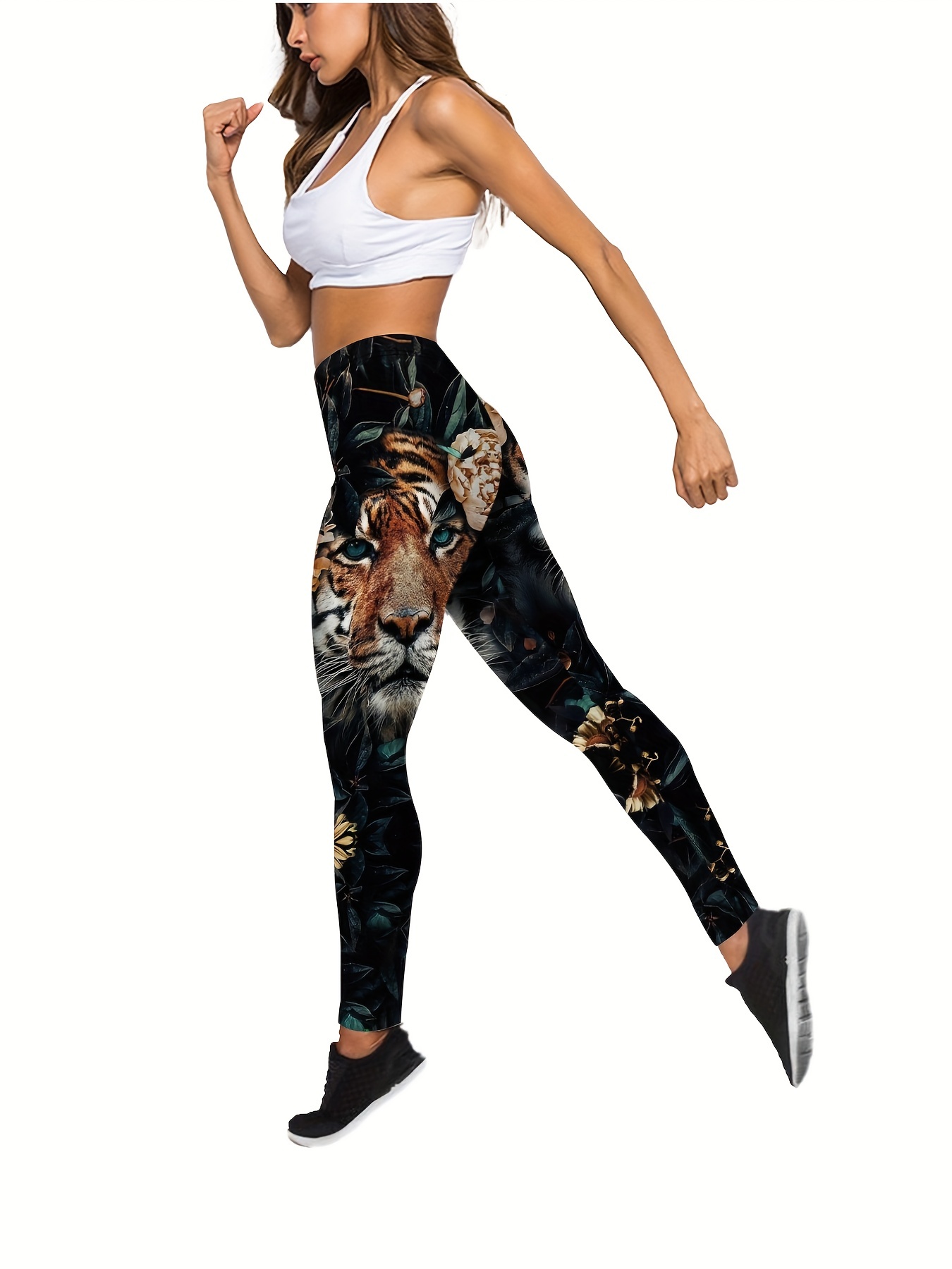 Pack of 4 Floral Print Leggings with Elasticated Waist