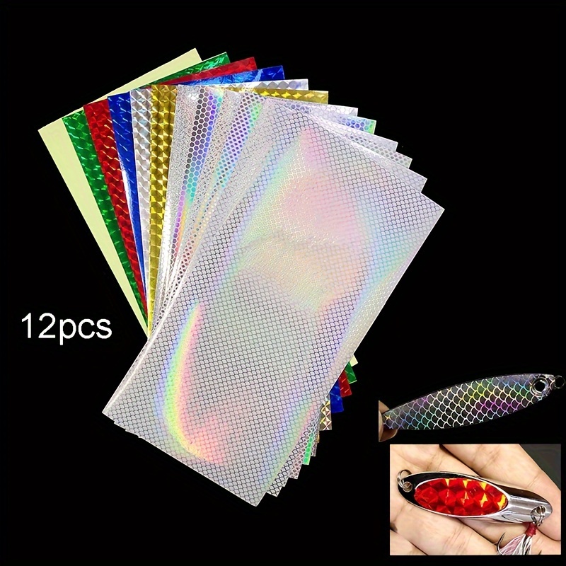 12PCS Holographic Tape Fishing Lure Making DIY Flash Fish Scale Adhesive  Tape