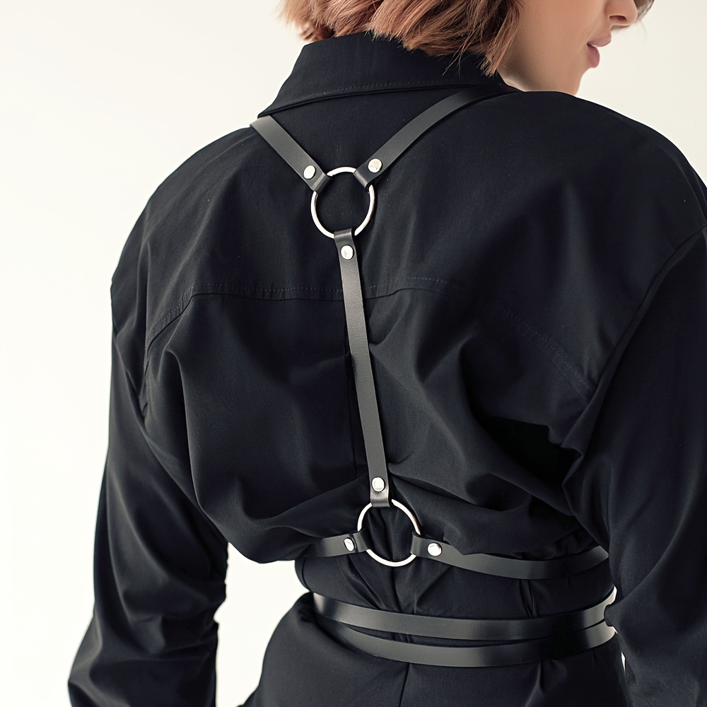 Black Pu Leather Harness Belt Chest Harness Corset - Temu Canada
