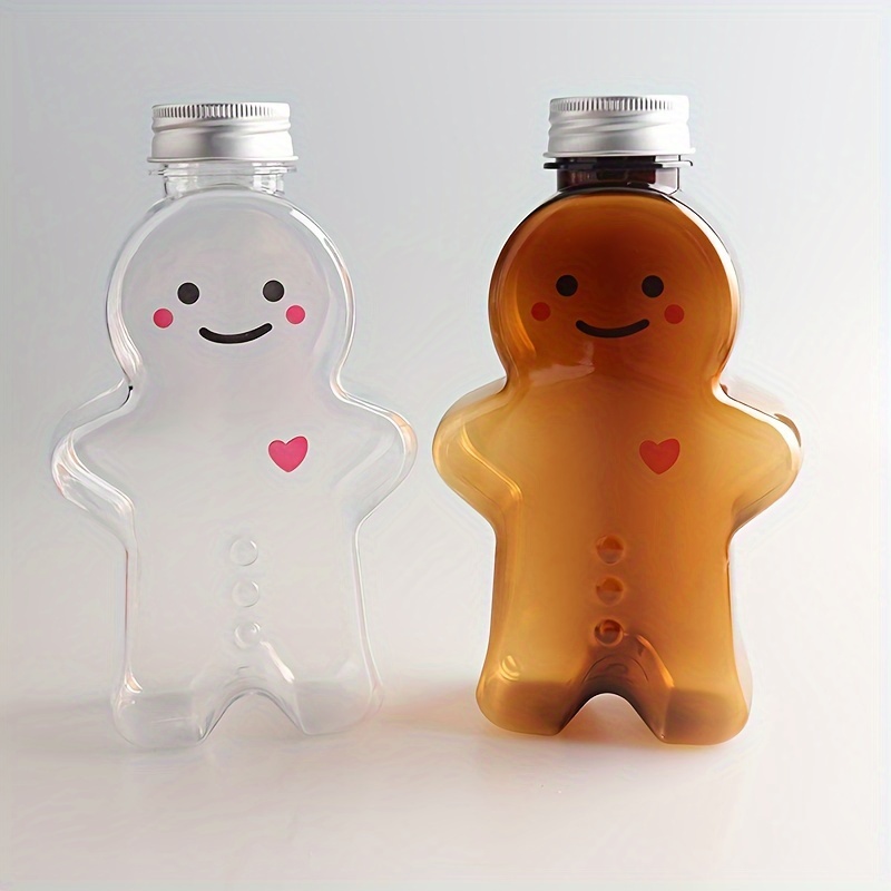 5pcs Cute Gingerbread Man Drinking Cup Plastic Drink Bottle