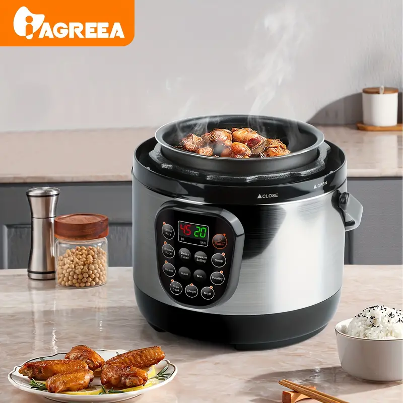IAGREEA Fast Electric Pressure Cooker, Rice Cooker 4 Cups (Uncooked),  Portable MultiCooker With 8 Menu Settings For White/Brown Rice Oatmeal And  More