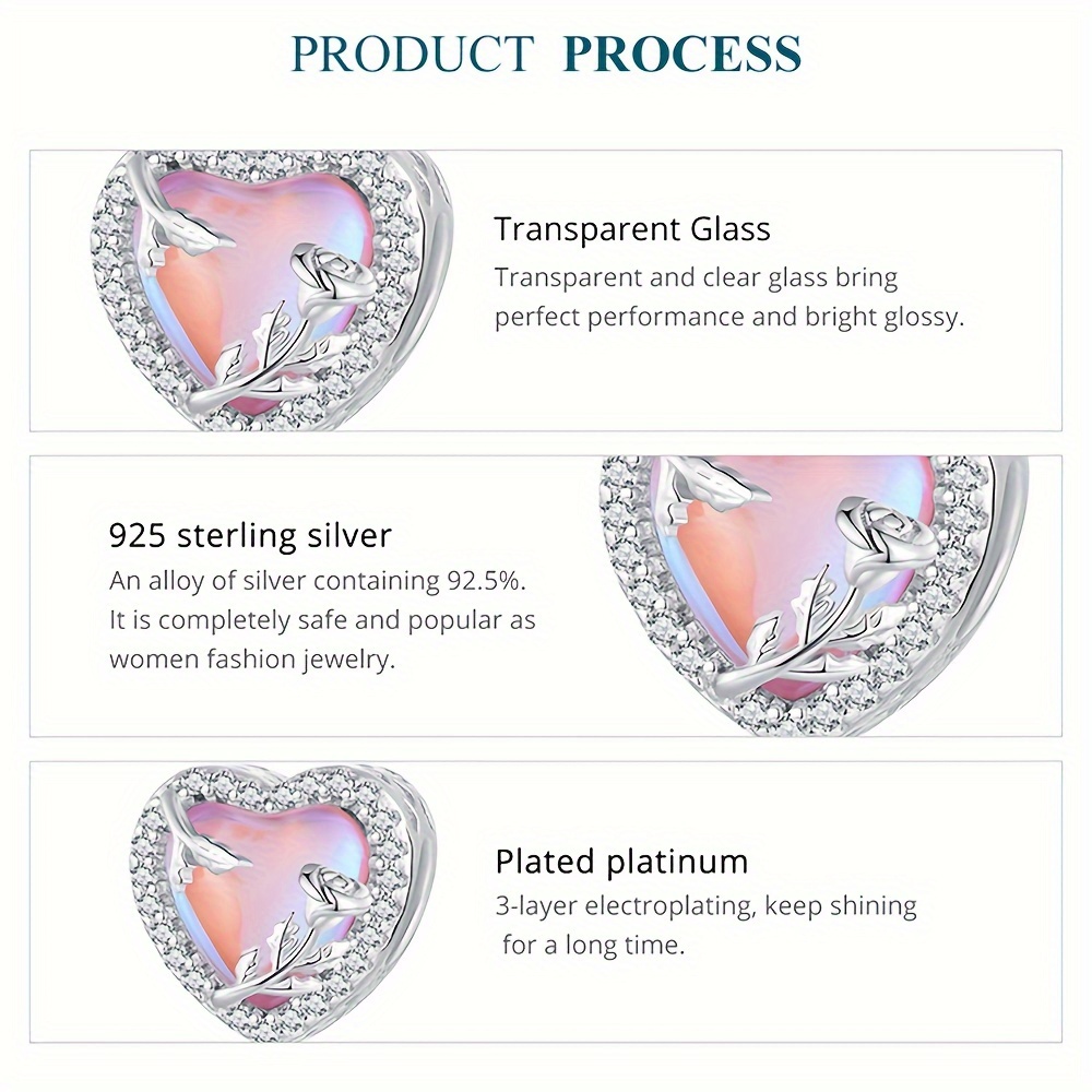 Luxury Heart 925 Sterling Silver Pink Diamond Earrings Necklace