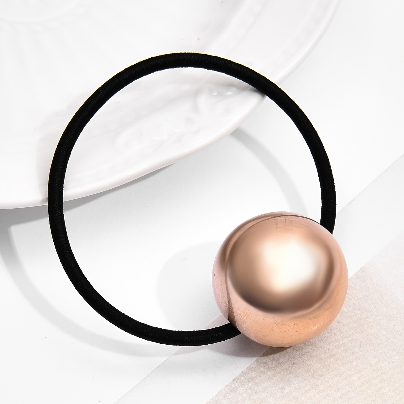 Minimalist Ball Decor Hair Tie Elastic Ponytail Holder Hair Styling Accessory
