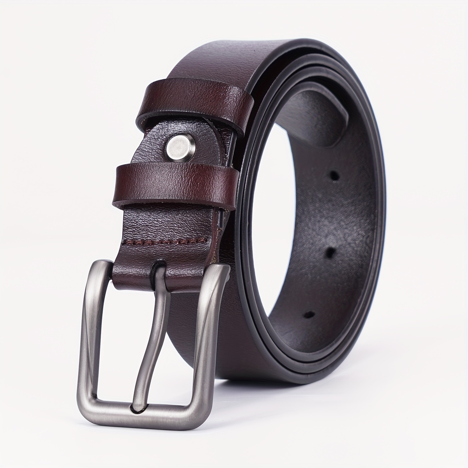 Women's Rectangle Buckle Belt Casual Monochrome Faux Leather - Temu