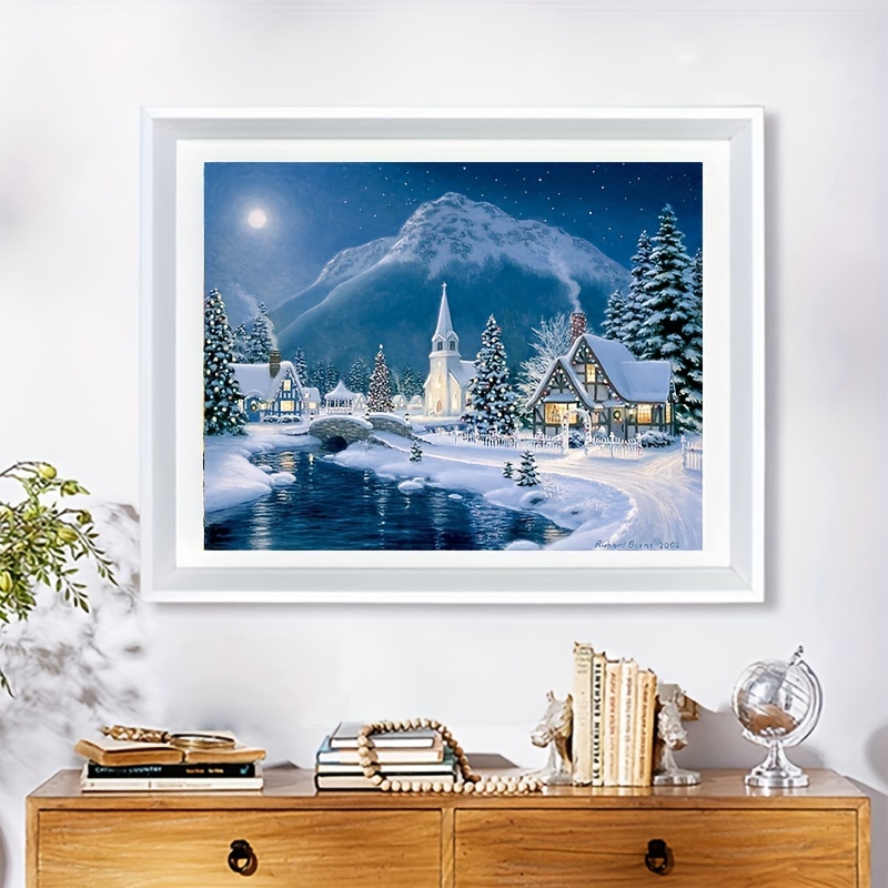 Large Size Without Frame Diy 5d Diamond Beautiful Castle - Temu