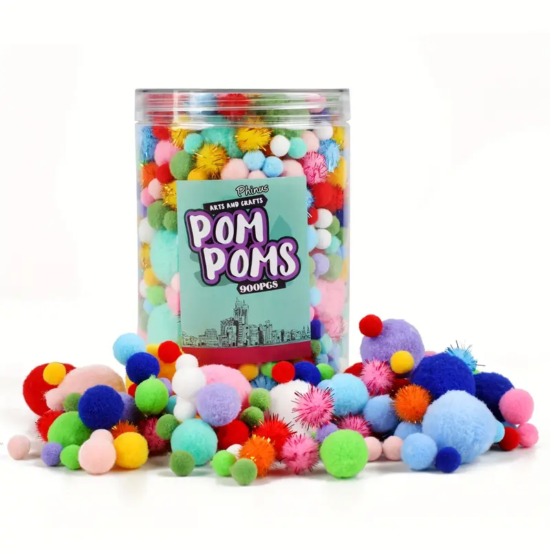 900pcs Pom Poms, Multicolored Bulk Pom Poms For Arts And Crafts, For Arts  And Craft Making Decoration