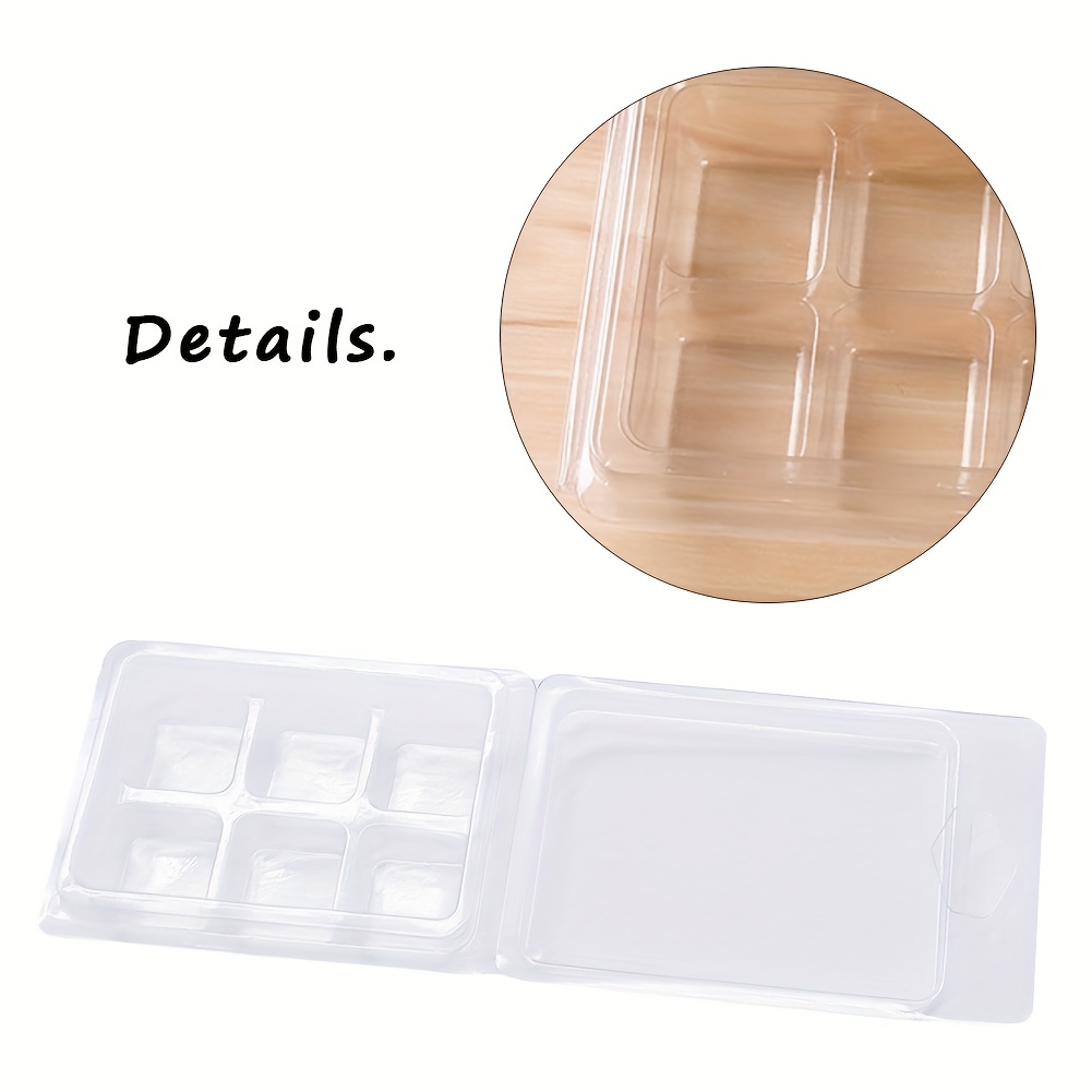 Cuteam 100Pcs Wax Melt Mold Clear Square Round Empty Plastic DIY
