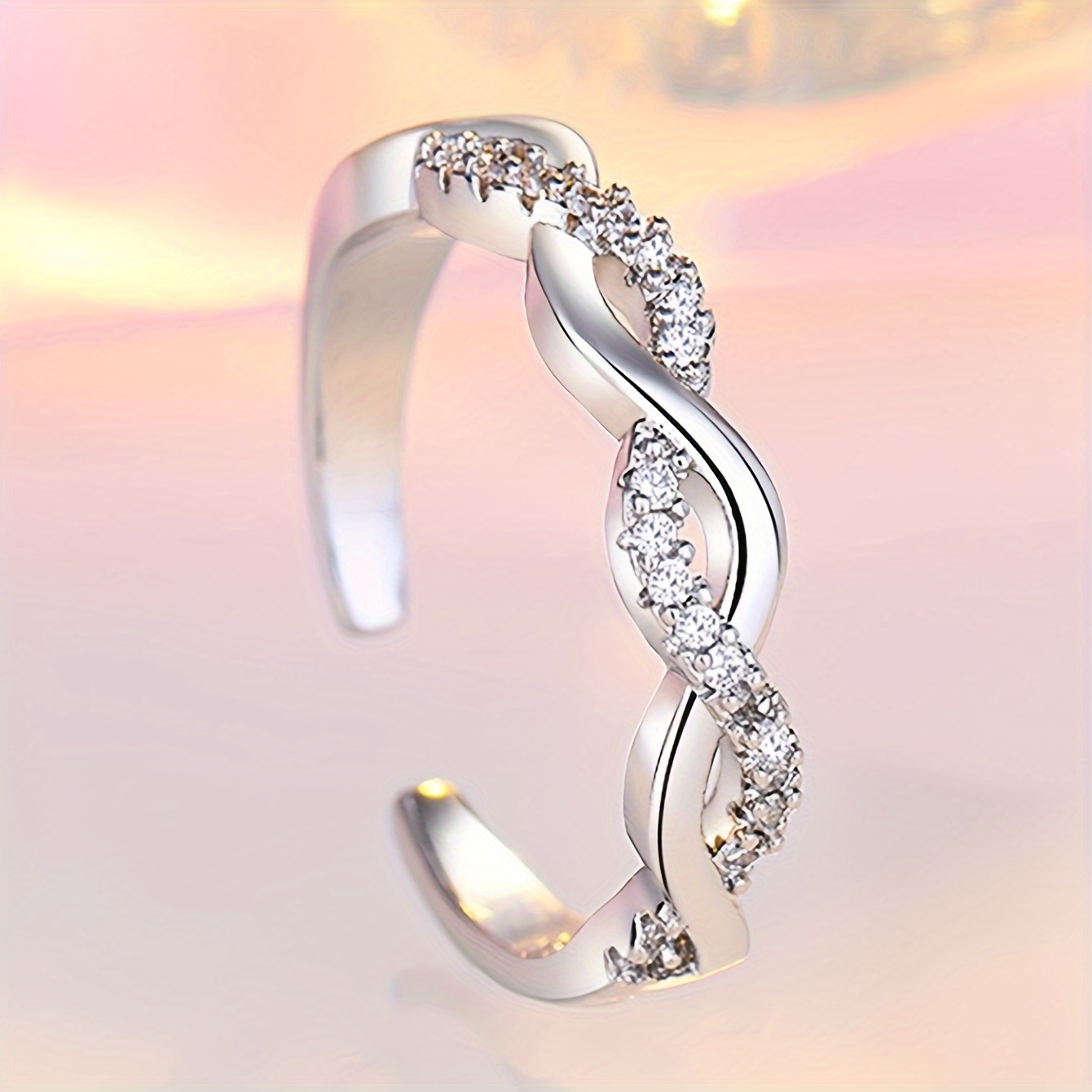 Shining Rhinestone Cuff Ring for Daily Outfits and Parties