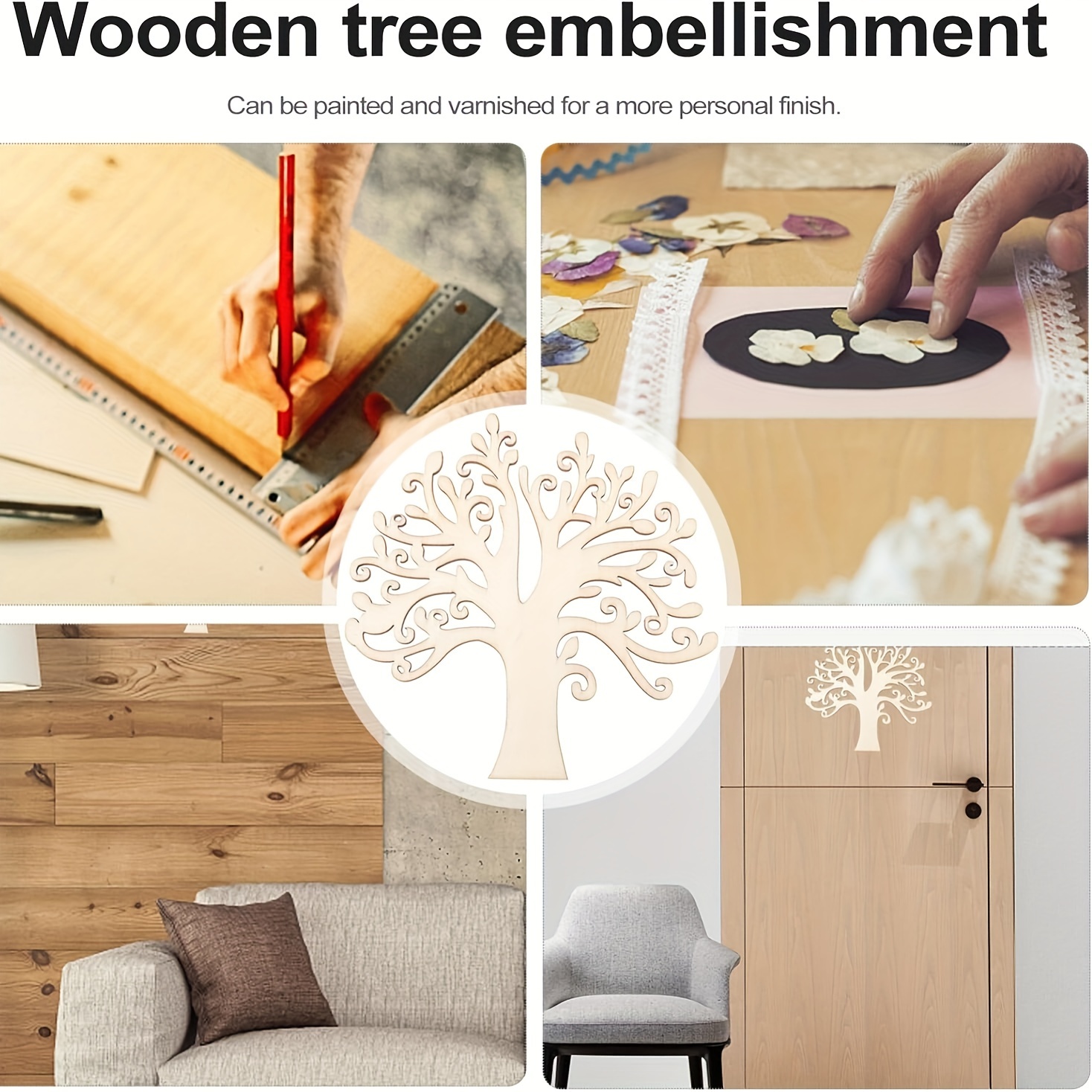 Tree Wooden Wood Crafts Blank Embellishment Embellishments Craft Family  Fordecoration Frame Life Large Diy Shape Unfinished