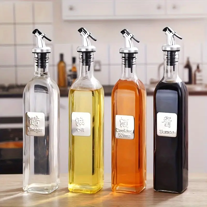 Glass Olive Oil Bottles Vinegar Dispenser Set With Drip - Temu