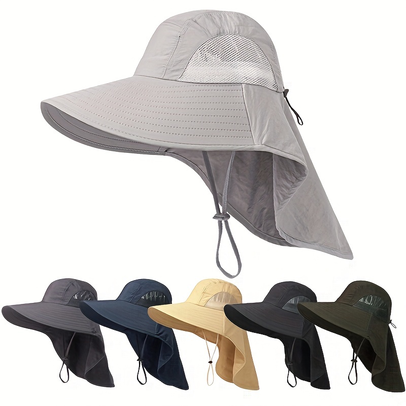 

Big Shawl Summer Sun Hat Wide Brim Uv Protection Unisex Bucket Hat With Neck Flap For Men & Women Outdoor Hiking Fishing Boonie Hats