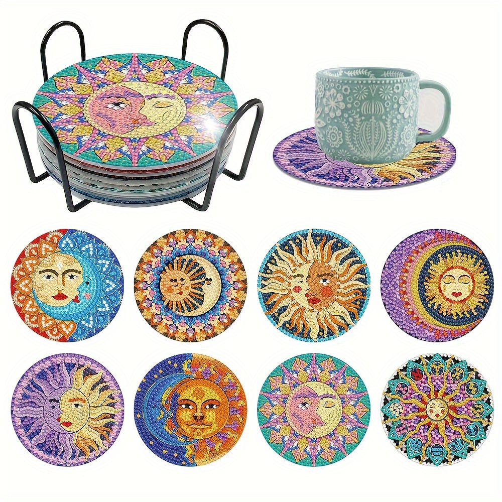 Mystical Sun Moon Diamond Art Painting Coasters Kits With - Temu