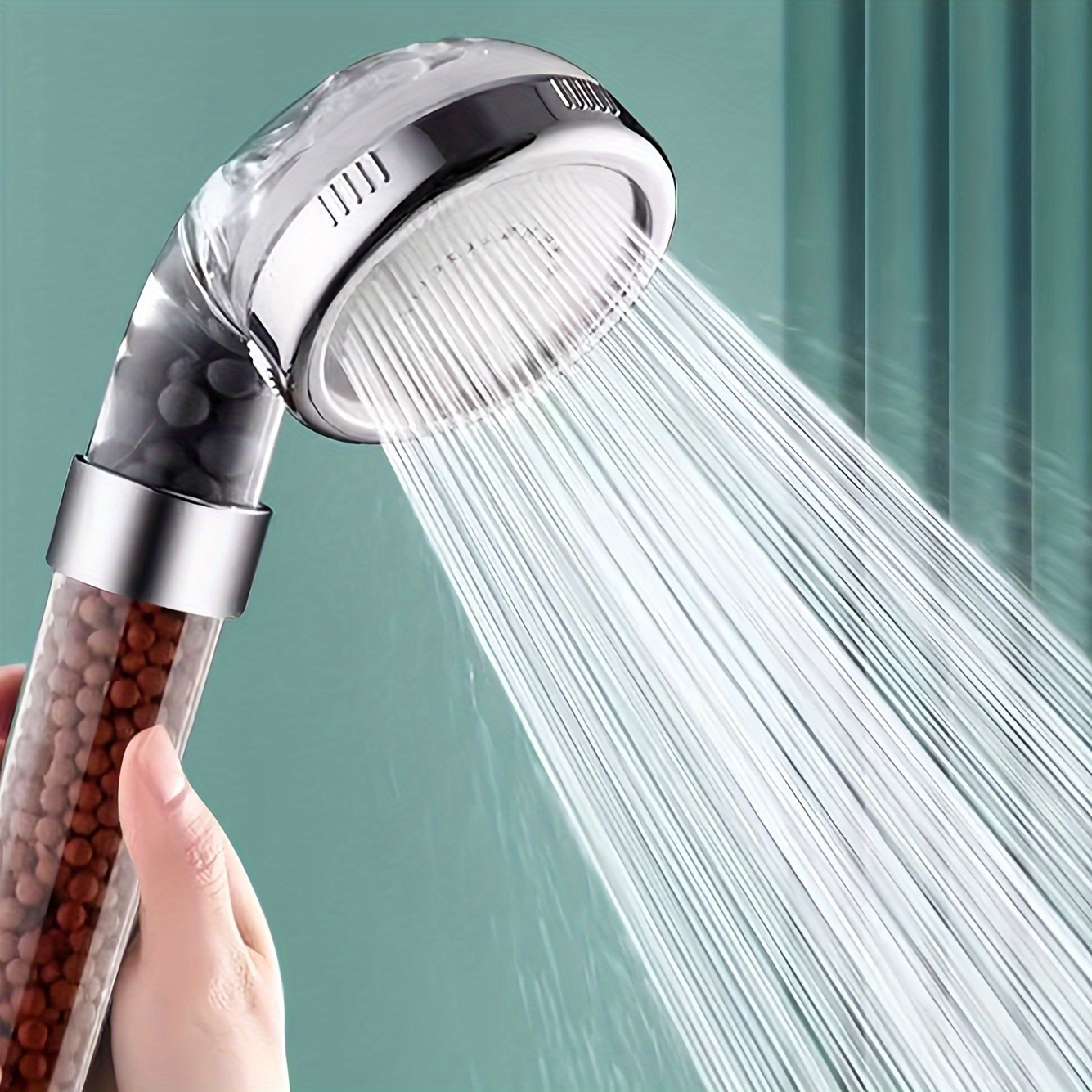 

1pc Negative Ion Large Clear Shower Head Set, Household Pressurized Bath Artifact, Bathroom Fluffy Shower Head, Rainfall Shower Head, Ss, Bathroom Accessories