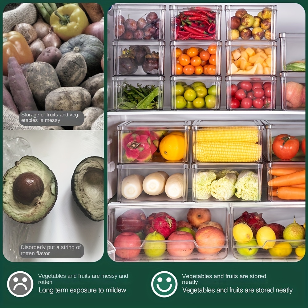 Vegetable Fruit Storage Containers 3 Piece Set BPA-free Fridge