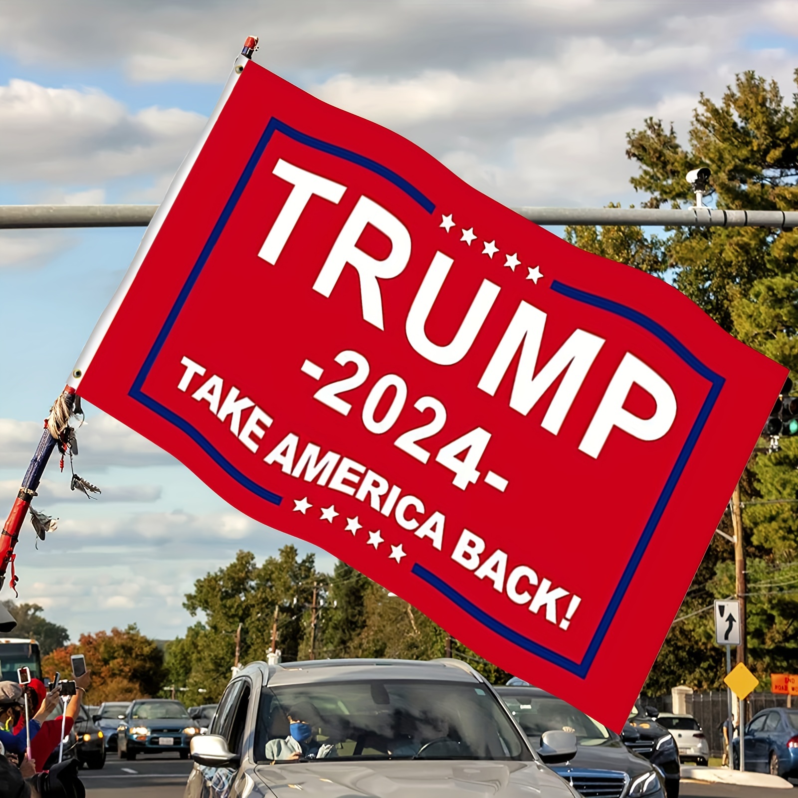 1pc trump 2024 flag 3x5 outdoor double sided 3 ply trump take america back flags vivid color clear pattern reinforcement sewing durable polyester