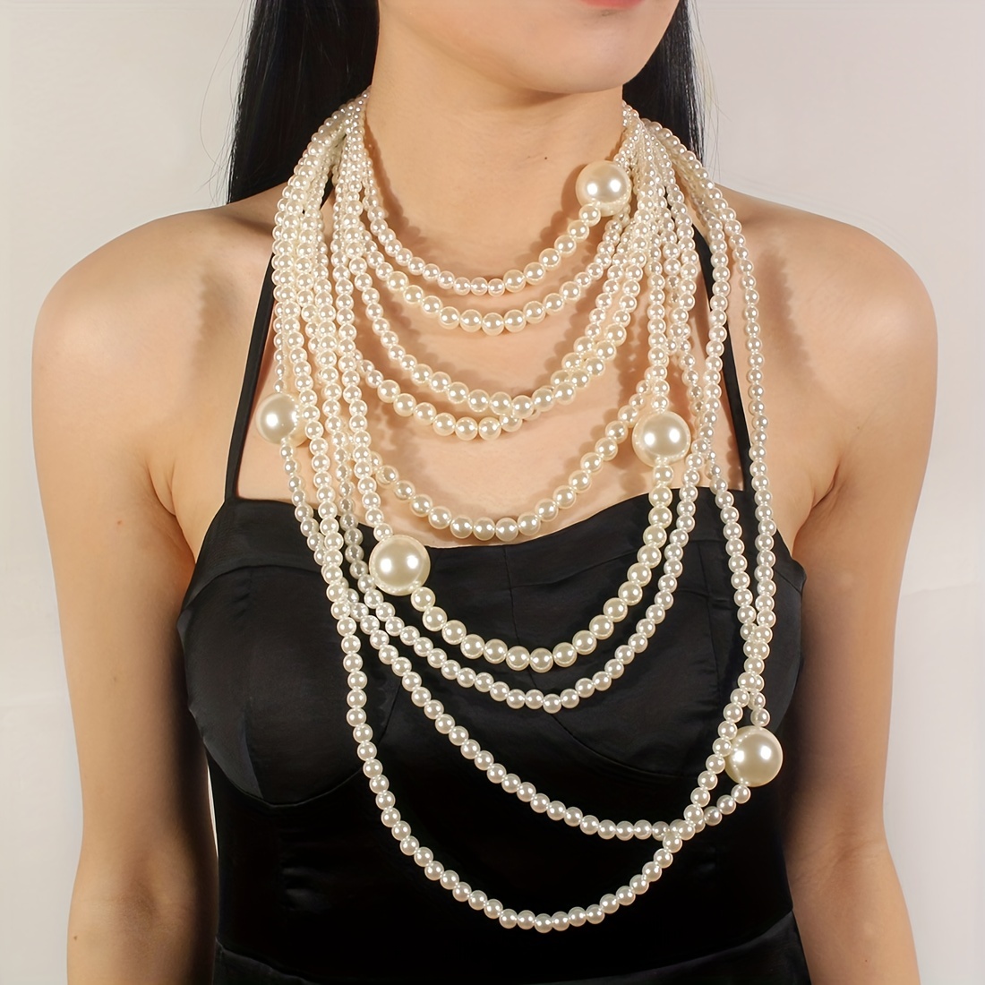 

Women's Multilayer Abs Faux Pearl Handmade Beaded Necklace & Earrings Jewelry Set For Holiday Party Accessories Travel Vacation Banquet Wedding Ornament