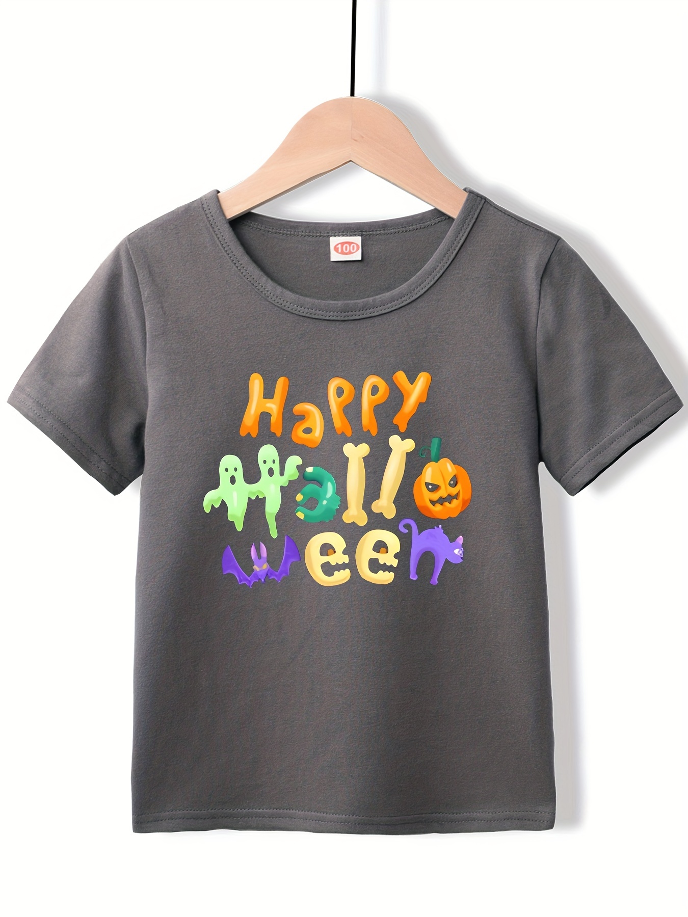 Happy Halloween Print T Shirt Tees For Kids Boys Casual Short