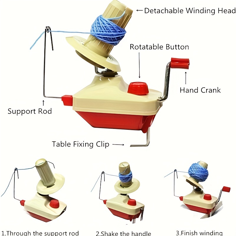 Yarn Winder - Easy to Set Up and Use - Hand Operated Yarn Ball  Winder,Needlecraft Yarn Ball Winder Hand Operated,Red,Portable  Package,Sturdy with