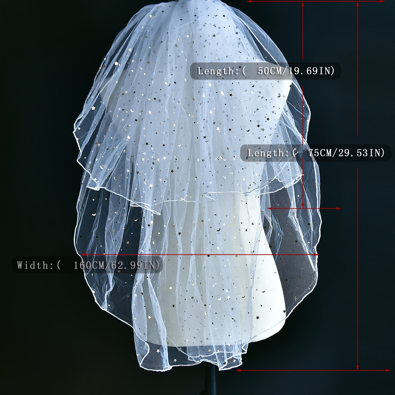 Temu Bridal Wedding Collar Certificate Registration Small Veil Mori Super Fairy Wedding Dress, Dress for Wedding Matching Short Double Layer Star Veil