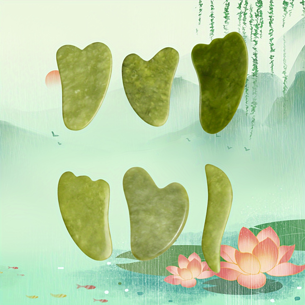 

1pc Natural Jade Stone Gua Sha Massage Tool, For Face And Body Massage, Perfect Gift For Lady