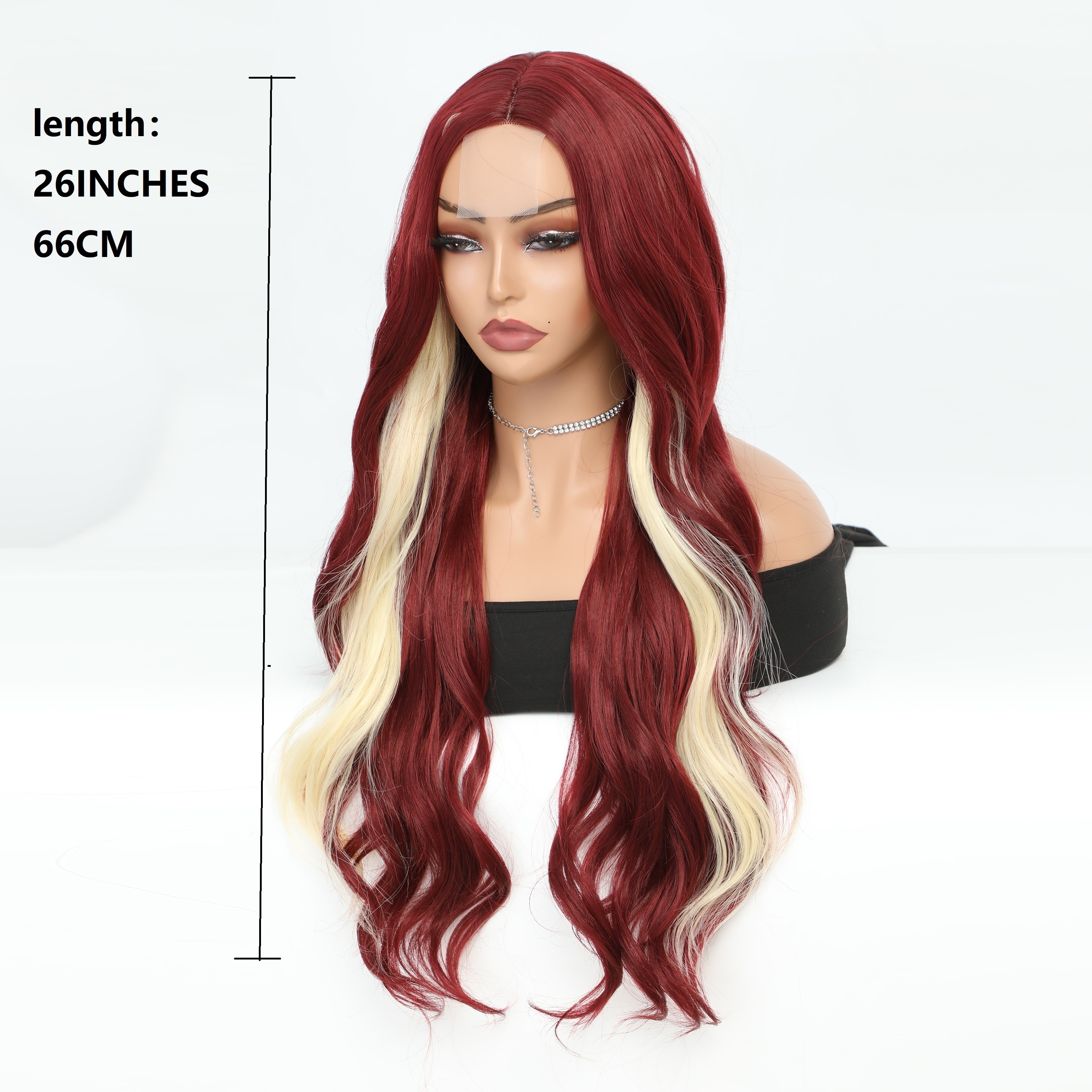 Skunk Stripe Wavy Wig Synthetic Lace Front Hair Women Temu